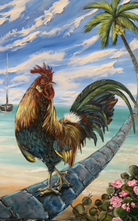 A painted rooster by Lance Berry.